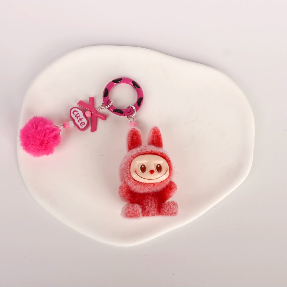 10PCs Fuzzy Labubu Keychains with Pom-pom. Cute Monster Bunny Charm-Not Pop Mart - Picture 14 of 16